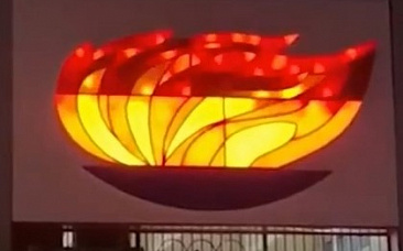 Динамическая подсветка элемента фасада спортивной школы в г. Оленегорск
